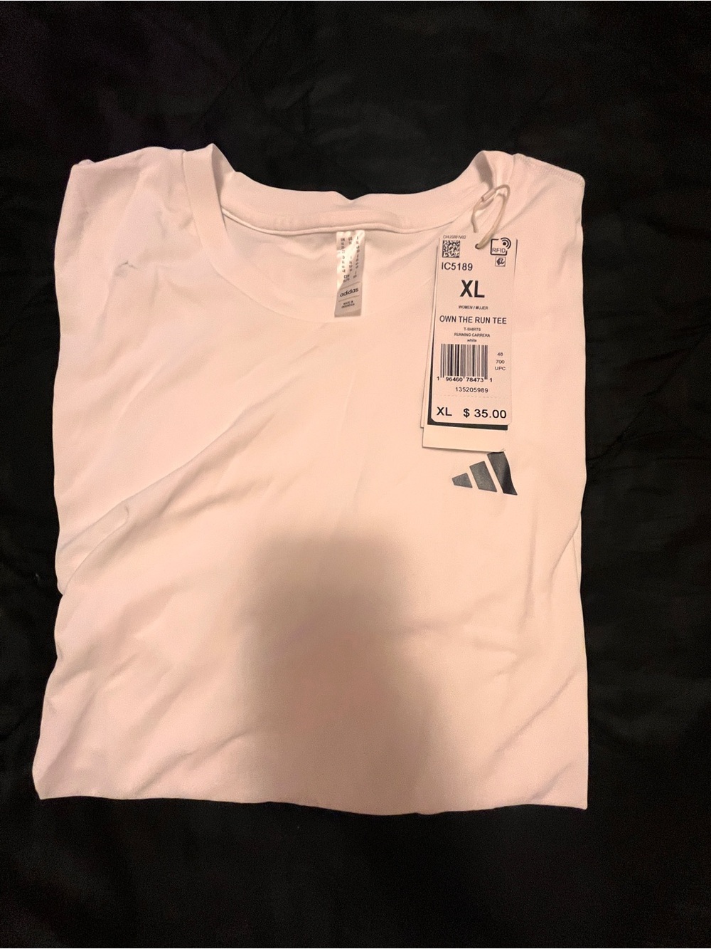 Adidas Women’s Own The Run Tee - White, XL NWT
